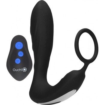 Ouch! E stim & Vibration Butt Plug & Cock Ring with Remote