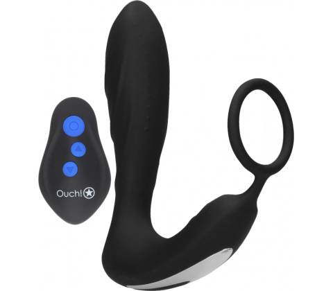 Ouch! E stim & Vibration Butt Plug & Cock Ring with Remote