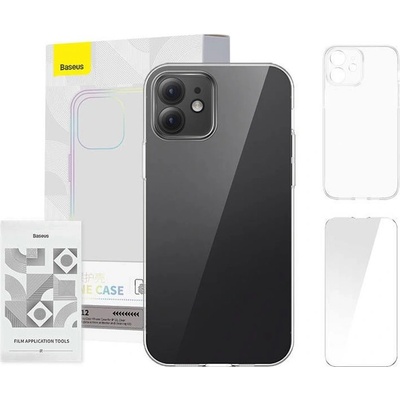 Baseus Crystal Series Clear Case Set (ARSJ000302) - поликарбонатов кейс и стъклено защитно покритие за дисплея за iPhone 12 (прозрачен)