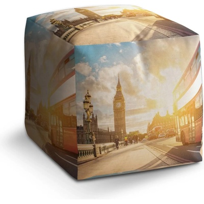 Sablio Taburet Cube Londýn Big Ben : 40x40x40 cm