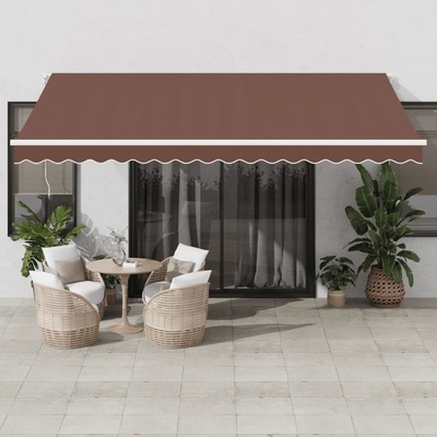 vidaXL Automatická zatahovací markýza s LED hnědá 450 x 350 cm