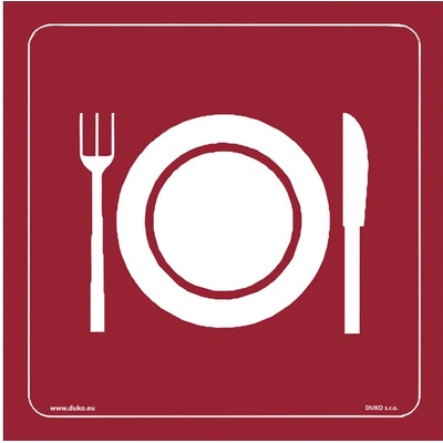 DUKO RESTAURACE symbol červený Formát: 90 x 90 mm