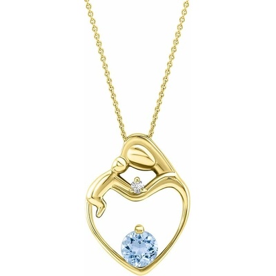 Eppi Přívěsek matka a dítě s akvamarínem a diamantem Ella P35012