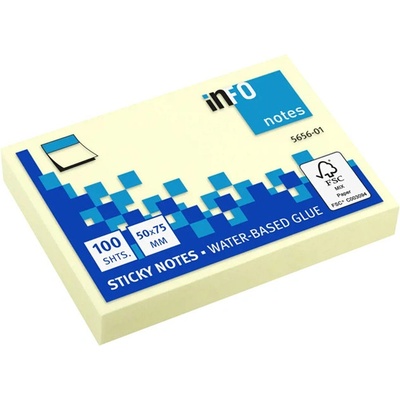 Самоз лист Info Notes Жълт 50х75mm 100 л (1901012-02-5656-01)