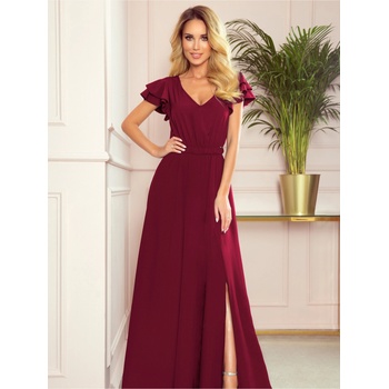 Numoco Дълга рокля с деколте и волани - бордо Numoco LIDIA numoco | Kafyav | ЖЕНИ | S