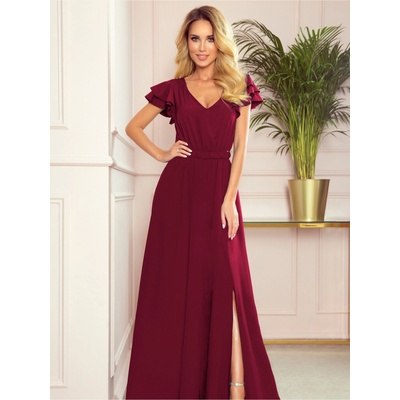 Numoco Дълга рокля с деколте и волани - бордо Numoco LIDIA numoco | Kafyav | ЖЕНИ | S
