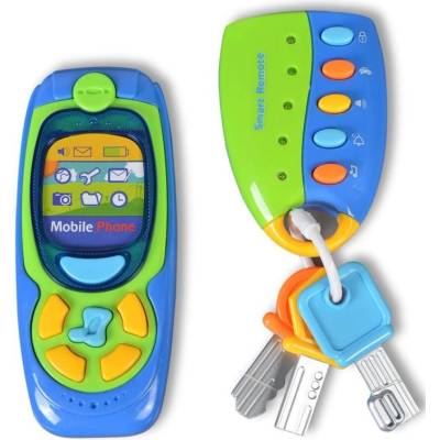 Raya Toys Комплект музикални бебешки играчки Raya Toys - Дистанционно и телефон, сини (503123464)