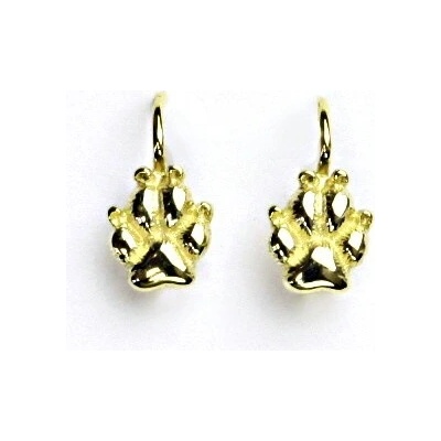 Čištín Zlaté náušnice, psí tlapky, žluté zlato - NK 1333