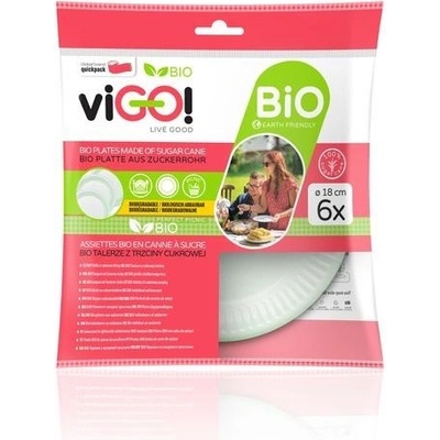 Bio talíř VIGO! 18 cm cukrová třtina 6ks