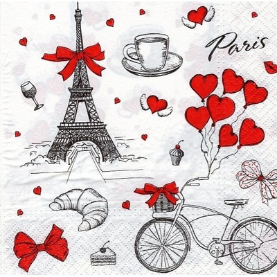 moja párty Servitky PARIS love 20 ks 16,5x16,5cm
