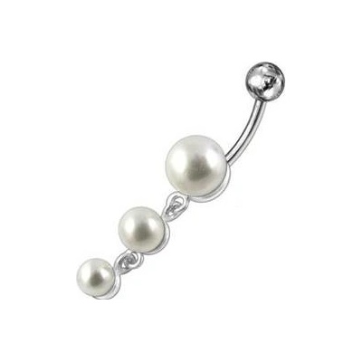 Šperky4U stříbrný piercing do pupíku perličky BP01260