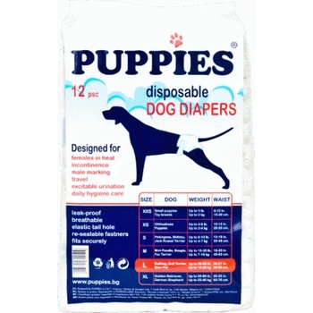 Image 1 of Puppies L - памперс -гащи за кучета с тегло 16-25 кг. и талия 50-68 см. 12 броя
