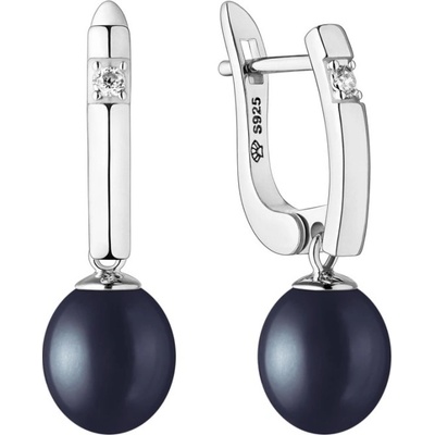 Gaura Pearls stříbrné náušnice s černou perlou Poggia SK22380EL/B Černá