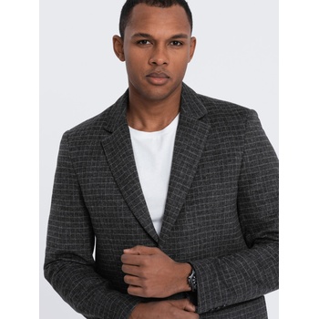 Ombre Clothing Тъмно сив мъжки кариран блейзър със смес от вълна Ombre Clothing Ombre Clothing | Siv | МЪЖЕ | S