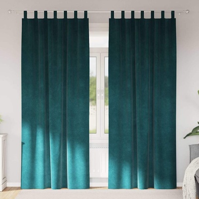 vidaXL Затъмняващи завеси 2 pcs Тъмен зелен 140 x 260 cm Кадифе (4107222)