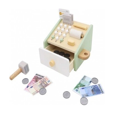 LINDA Drevená detská pokladňa pastelovo-zelená