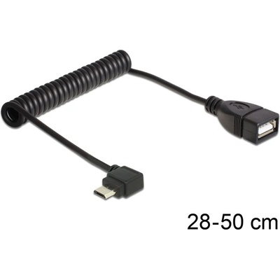 Delock USB micro-B мъжки ъглов USB 2.0-A женски OTG навит кабел черен 83354 (83354)
