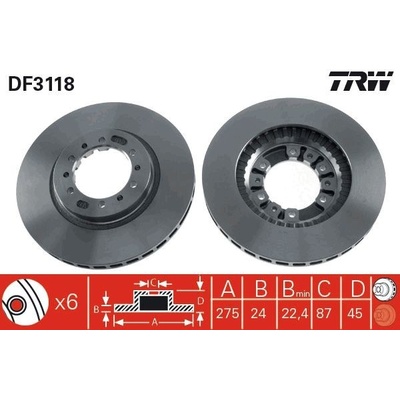Brzdový kotúč TRW DF3118