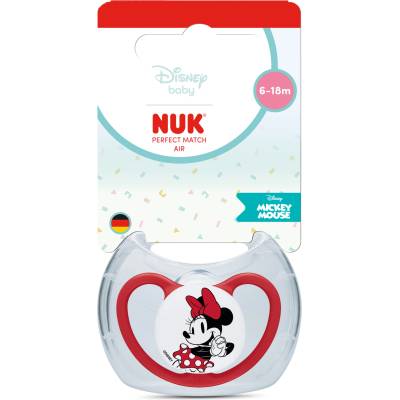 Nuk Perfect Match биберон залъгалка, силикон 6-18 мес. 1бр. , AIR, Мики, червена (10176363)