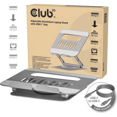 Club 3D Клубна 3D стойка за лаптоп - CSV-2554 (100W, 4K60Hz HDMI, 3x USB-C, RJ-45, 2x USB-A) (CSV-2554)