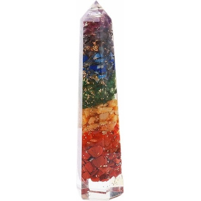 Nefertitis Orgonit obelisk čakrový s polodrahokamy NF9094 - cca 12 cm