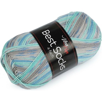 Pletací příze Best Socks samovzorovací / ponožkovka 100 g Varianta: 5 (7302) mint, Balení: 1 ks
