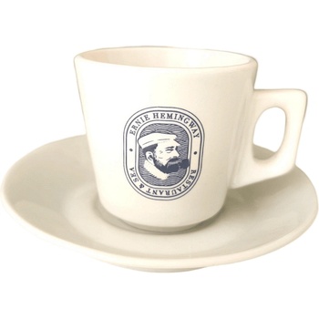 Чаша за кафе конус 70 мл. , бяла със син моряк с чинийка