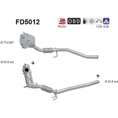 Filtr sazových částic, výfukový systém AS FD5012