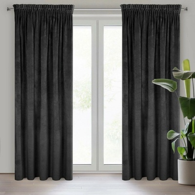 EUROFIRANY ZATEMŇOVACÍ ZÁVĚS NA PÁSCE VILLA 140X270 CM ČERNÁ