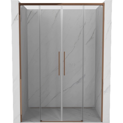 Mexen Rox Двойни плъзгащи душ врати 140 см, прозрачни, розово злато (8C2-140-002-60-00)