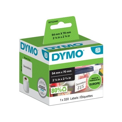 Dymo papierové štítky 70mm x 54mm, biele, na diskety, 320 ks, 99015, S0722440