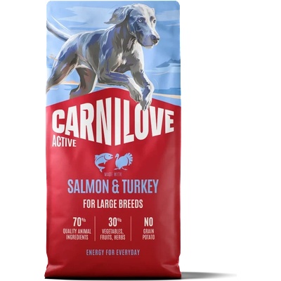 CARNILOVE Active Dog Сьомга и пуйка за възрастни кучета от големи породи 12 кг