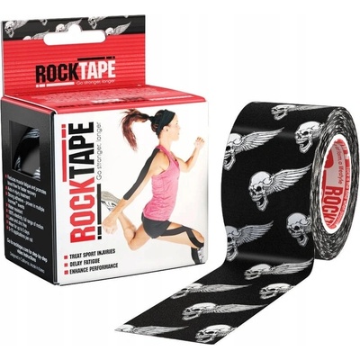 RockTape kineziologický tejp design lebky čierne 5 cm x 5 m