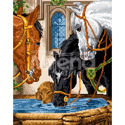 Milena Style Коне на водопой - диамантен гоблен