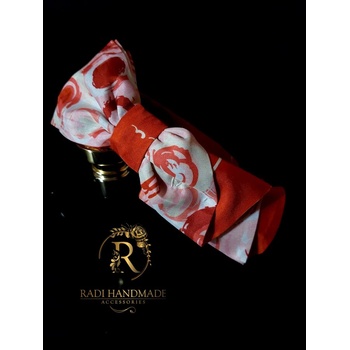 Radi handmade Сатенена дамска диадема с панделка в розово и керемидено червено (855)