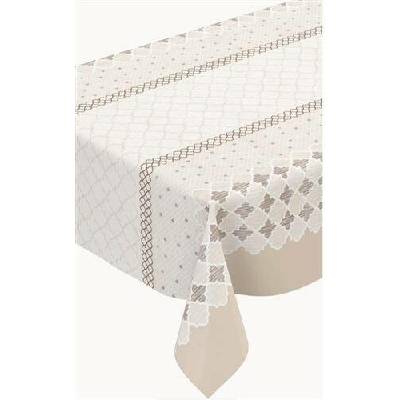 Impol Trade Ubrus PVC 135A ornamenty hnědo-bílé návin 20 mx140 cm