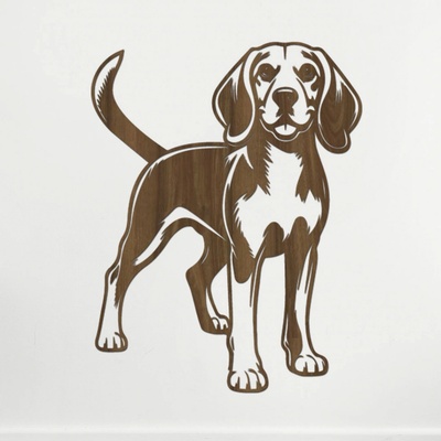 dřevo života Dřevěný obraz Bígla (Beagle) Zvolte rozměr šxv (cm): 46x60, Zvolte barvu dekoru: Ořech
