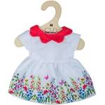 Bigjigs Toys Бяла цветна рокля с червена яка за кукла 34 см (BJD543)