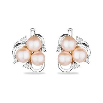 Image 1 of Swan Сребърни обици с естествена перла и циркон FN563ER Swan