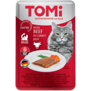 TOMI Beef and Carrot желиран пауч за котки - 100кг