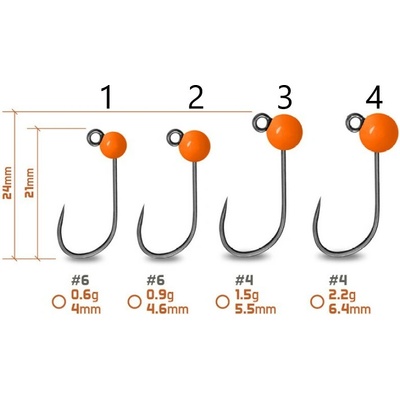 Delphin Wolframový Jig T-AREA BL Fluo Oranžový 5 ks 4mm/0,6g/#6