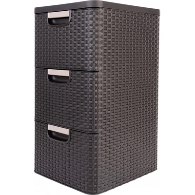 Curver Style 3x14L se šuplíky tmavě hnědý 206313 – Zboží Dáma