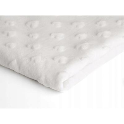 Látka minky srdička, 320 g/m², šíře 160 cm, metráž, bílá