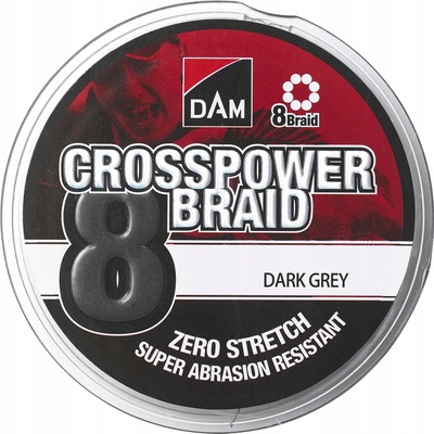 DAM šnúra Crosspower 8-Braid Dark Grey 150m 0,17mm 11,3kg