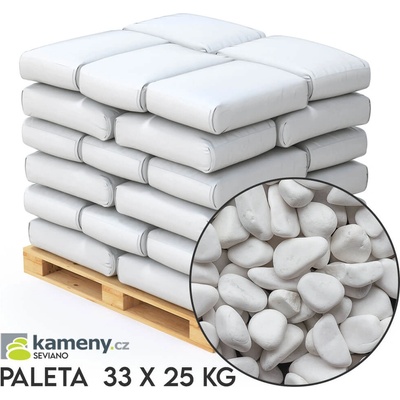 Okrasné kamene - mramor biely - okrúhliaky Vyberte si veľkosť: 2 - 4 cm