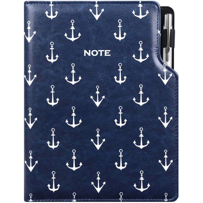 Notes DESIGN B5 čtverečkovaný modrý námořník kotvy