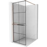 Mexen Kioto+ душ кабина с рафт Walk-in 70 x 200 см, черна решетка, розово злато - 800-070-121-60-77 (800-070-121-60-77)