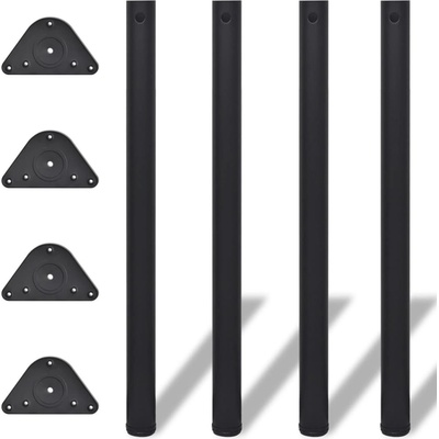vidaXL 242148 4 stolové nohy 710 mm Černá