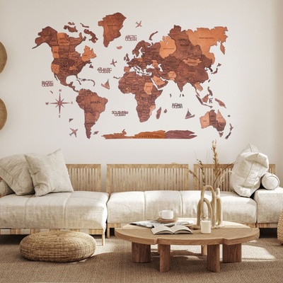 Enjoy the Wood 3D nástěnná dřevěná mapa World Map Oak Prime 3XL