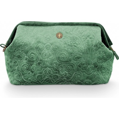Pip Studio sametová kosmetická taška Velvet Quilted zelená